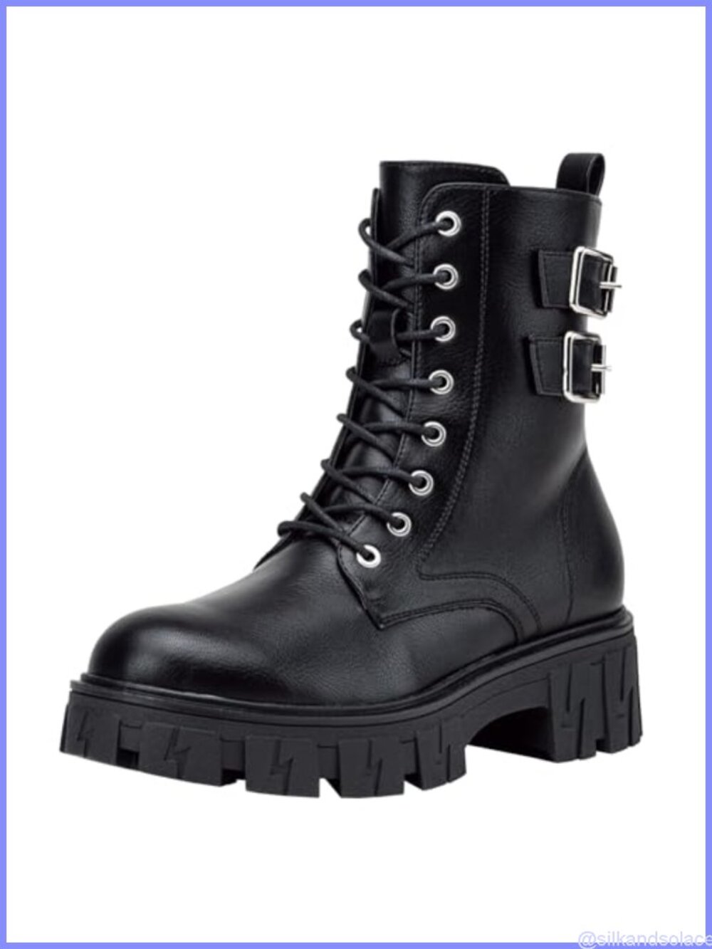 Combat Boots Lace-Up Platform Ankle Booties Chunky Heel Lug Sole Zip